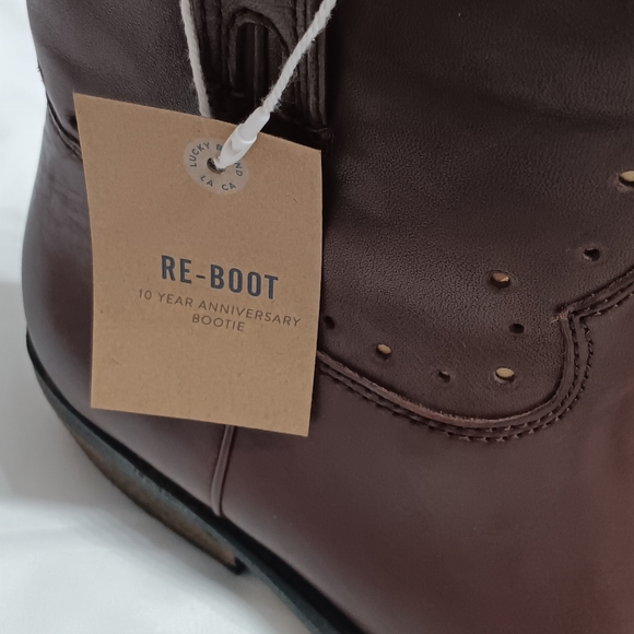 [NWT] [LUCKY BRAND] Chantel X Bootie Brown Leather Ankle Boots - Picture 2 of 8